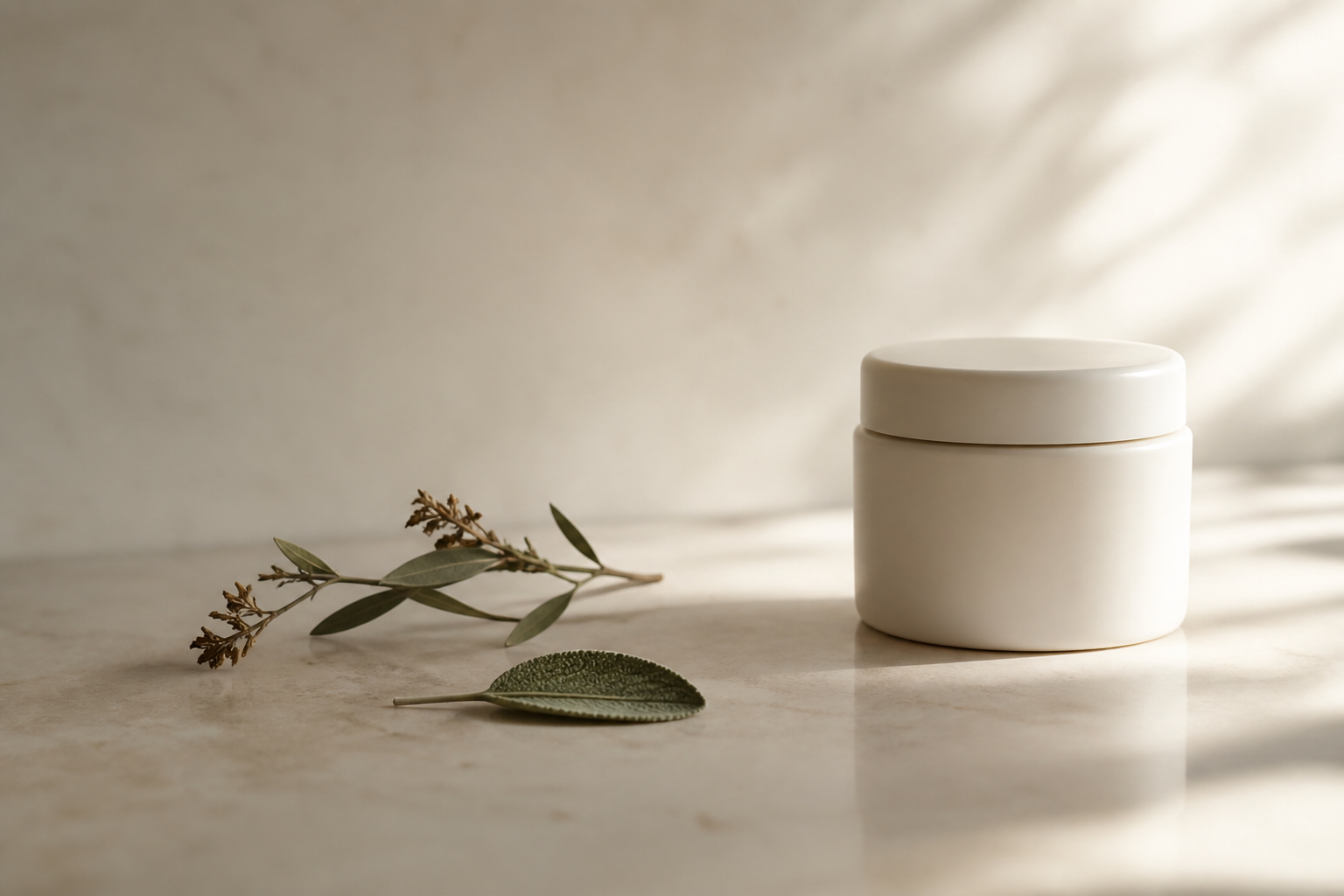 Cream jar with sage
